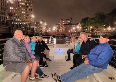 A view of the evening while cruising by the Providence River - included in the Dinner and a Cruise Tour.