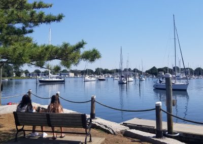 View of the yachts at the Wickford Village Park, Wickford, RI