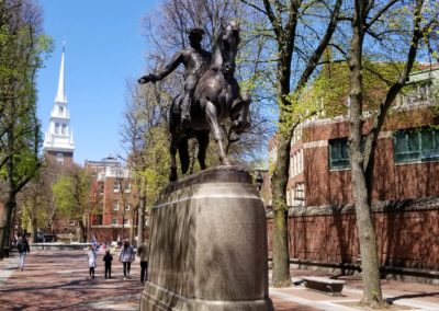 Close up view of the Equestrian statue of Paul Revere - a destination included in the Best of Boston Tour