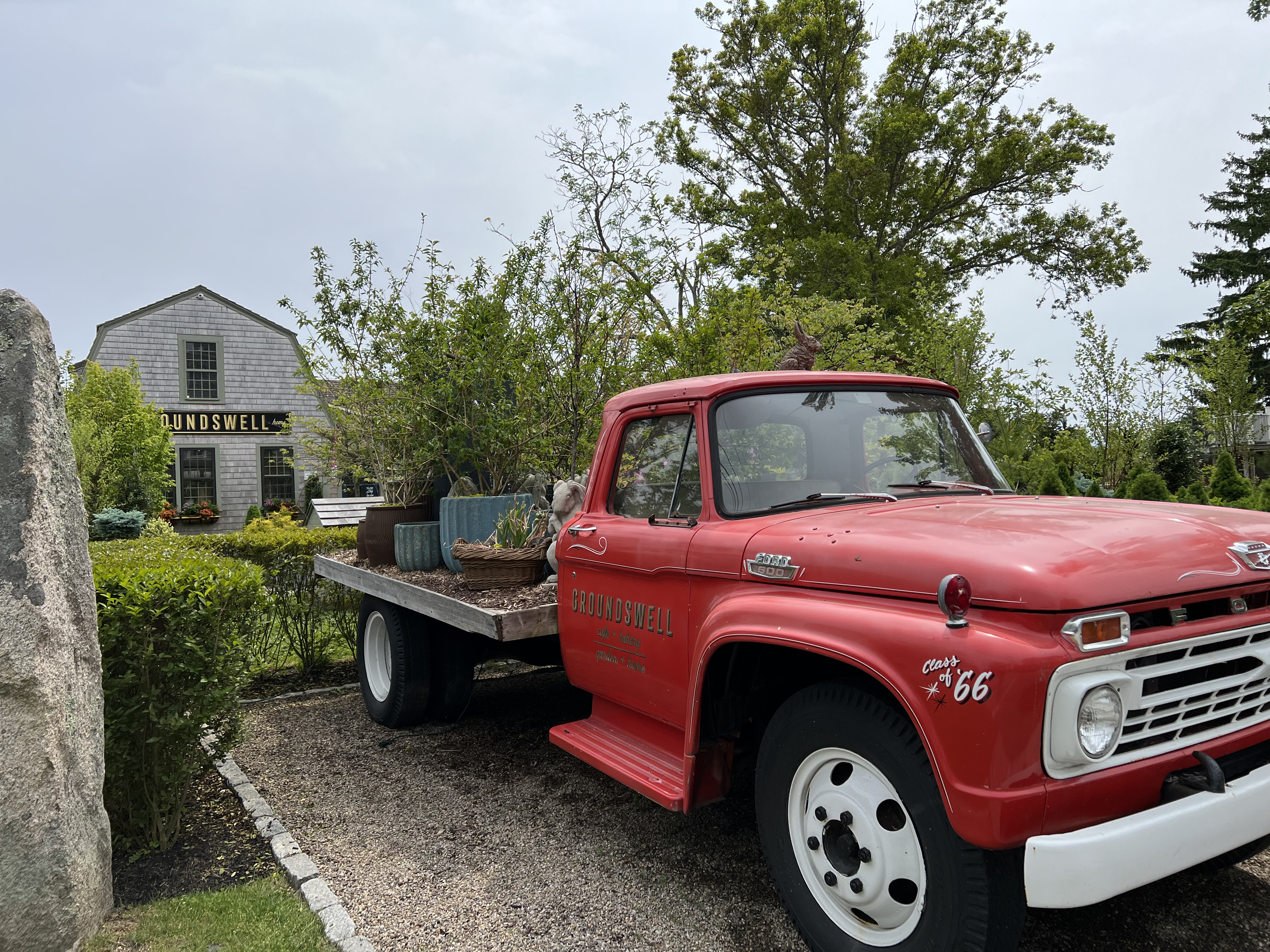 View of Vintage Ford Model F700 Truck at Groundswell - an experience included in the Come away to the Quiet Coast Tour.