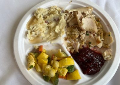 A delicious meal of chicken and cucumber with sauce - included in the Plimoth Plantation & Cranberry Harvest Tour.