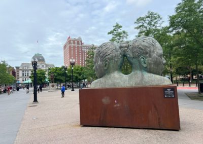 view of the Morphous Structure at the Union Square by Lionel Smit taken during the Providence by Road and by River Tour.