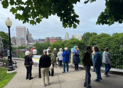 Tourists at the Prospect Terrace Park - a destination included in the Providence by Road and by River Tour.