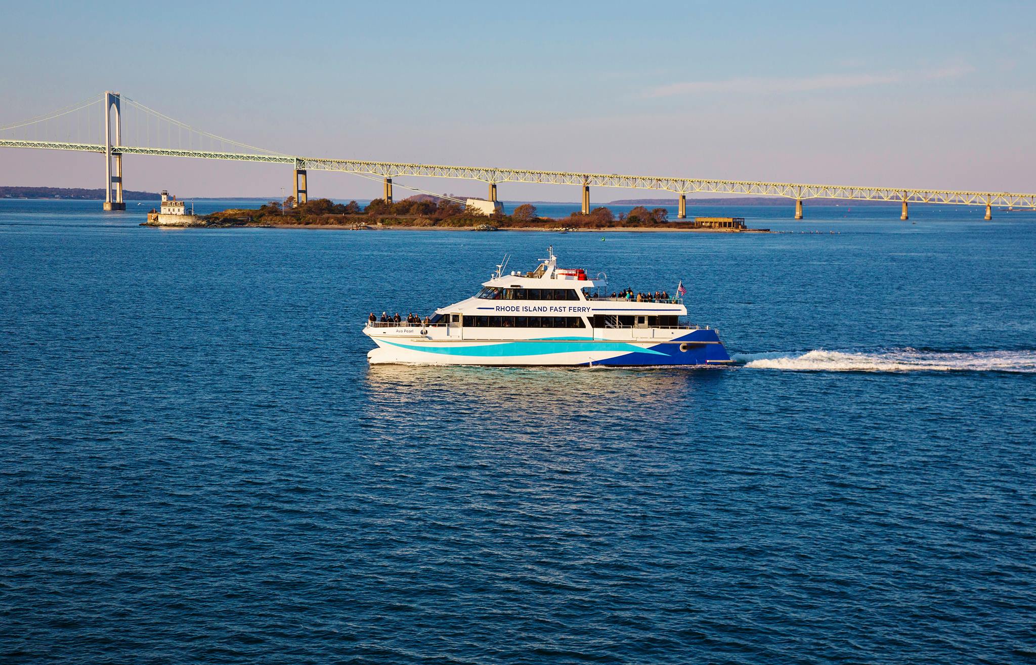 Rhode Island fast ferry sailing tourists to lighthouses - an activity included in the Rhode Island Lighthouse Cruise.