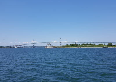 View of the Claiborne Pell Newport Bridge - a destination included in the Rhode Island Lighthouse Cruise.