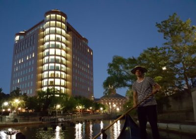 View of the One Citizens Plaza at Night on a Godola by the Providence River - included in the An Evening in the City Tour.