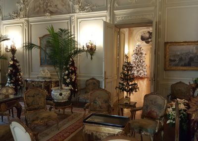 Interiors of The Elms Mansion decorated for Christmas - a destination included in the Christmas at the Mansions Tour.