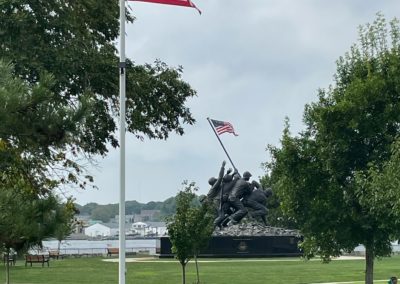 View of the Iwo Jima monument inside the Veterans Bicentennial Park, Fall River, MA.