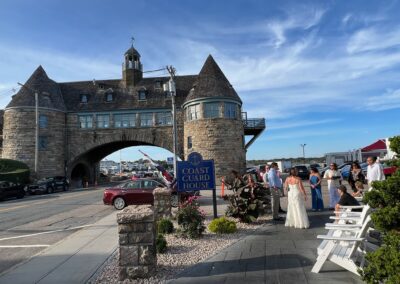 View of The Towers located in Narragansett, RI - a destination included in The Coast Guard House & Sunset Sail Tour.